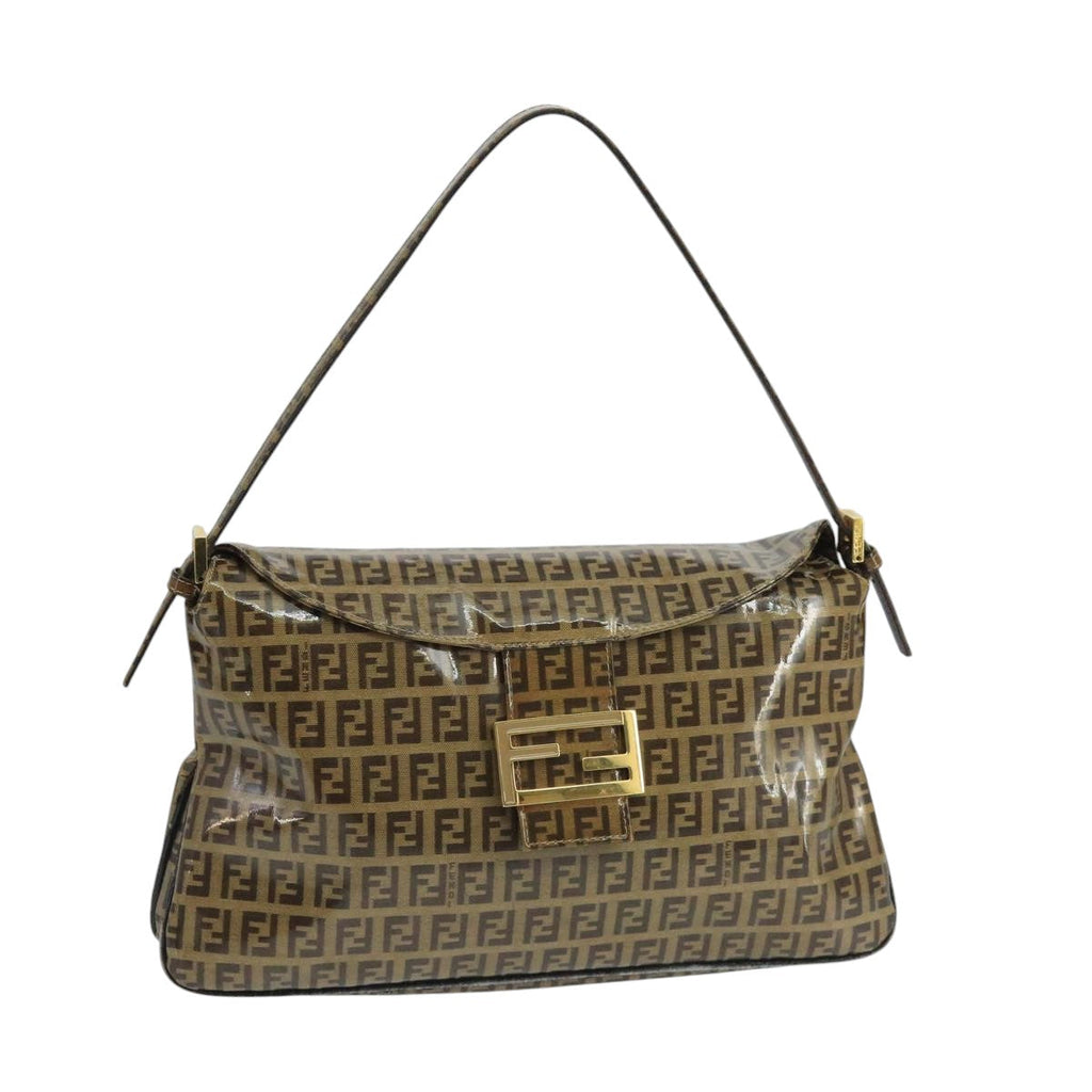 FENDI Zucchino Canvas Shoulder Bag Enamel Beige ep6814