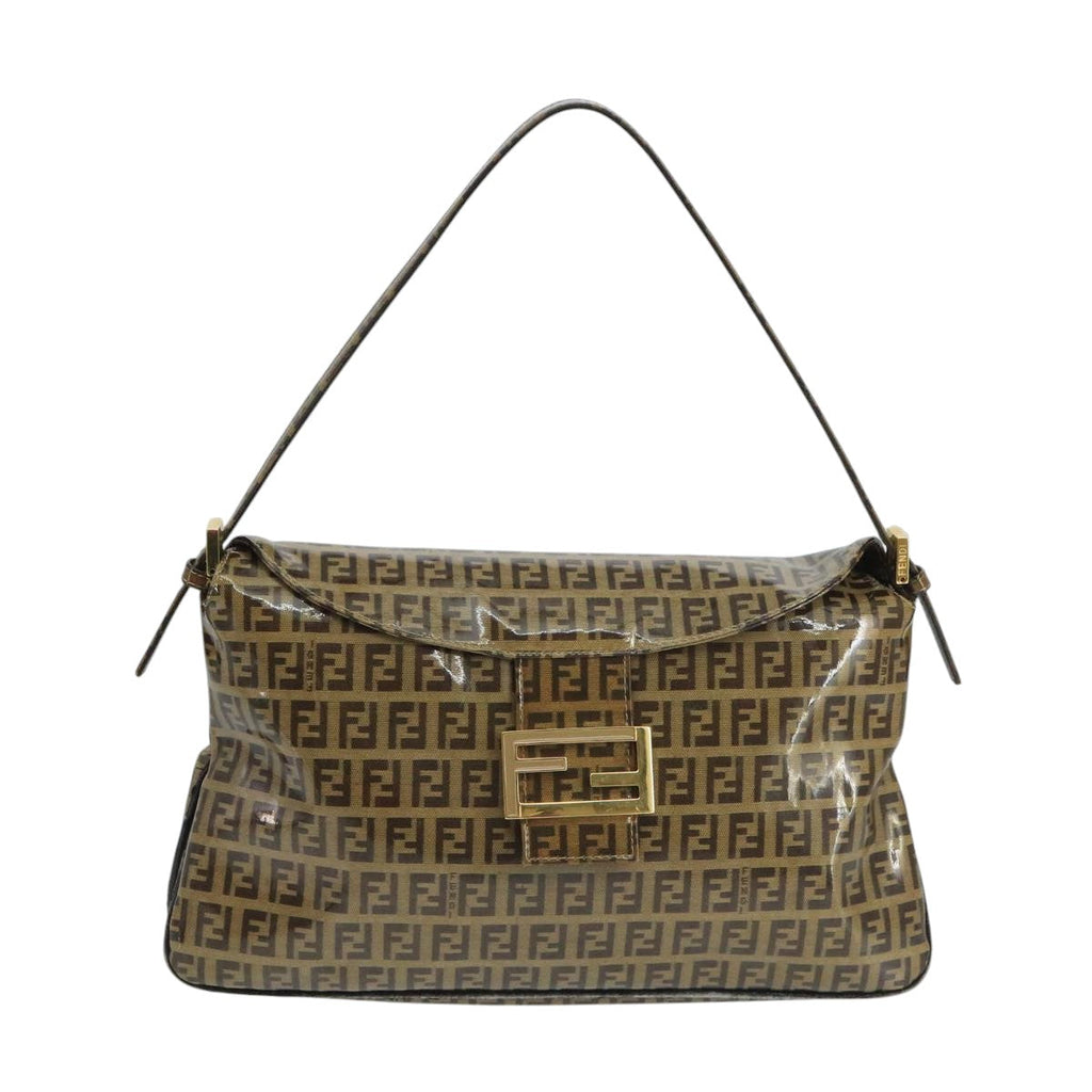 FENDI Zucchino Canvas Shoulder Bag Enamel Beige ep6814