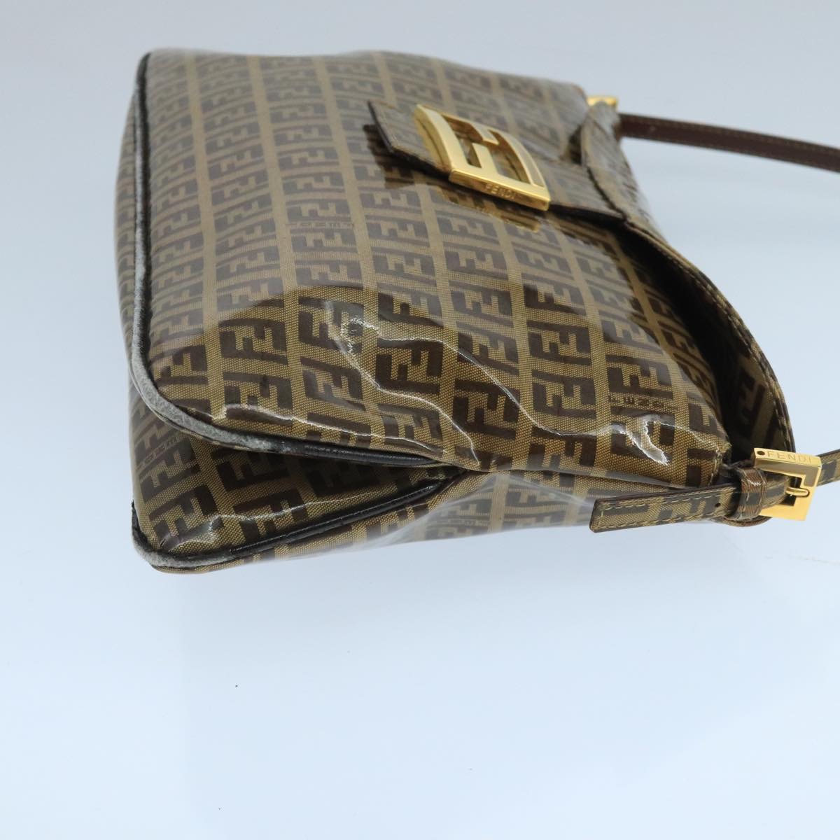 FENDI Zucchino Canvas Shoulder Bag Enamel Beige ep6814