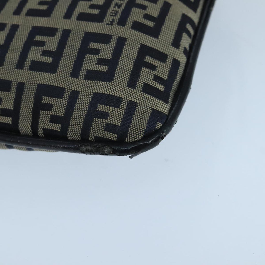 FENDI Zucchino Canvas Mamma Baguette Shoulder Bag Navy Silver ep6828
