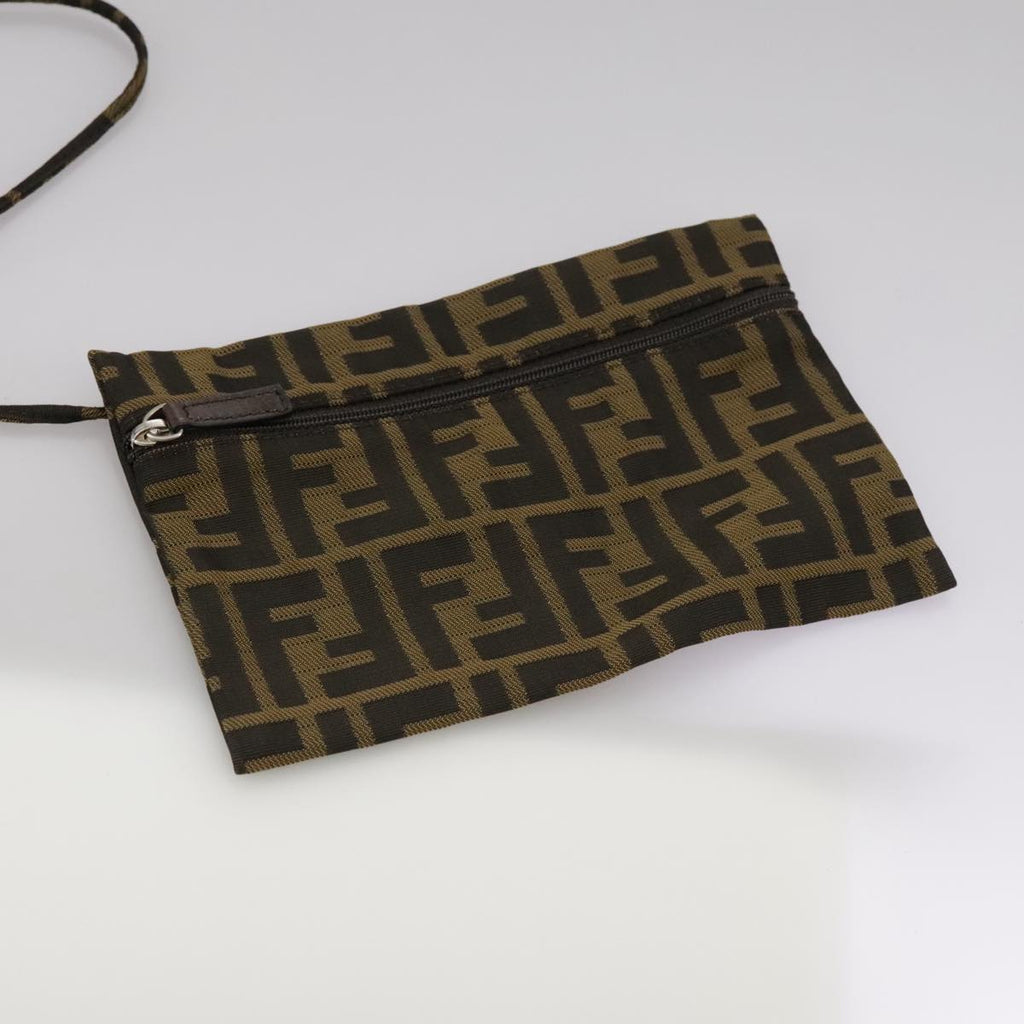 FENDI Zucca Canvas Tote Bag Brown Black Silver ep6861