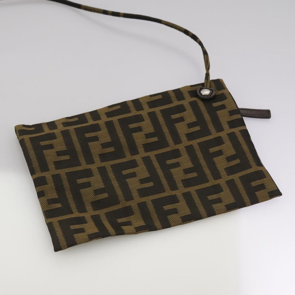 FENDI Zucca Canvas Tote Bag Brown Black Silver ep6861