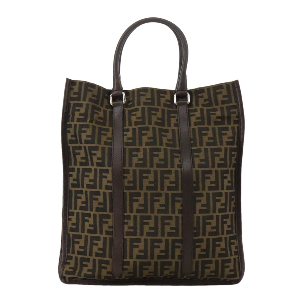 FENDI Zucca Canvas Tote Bag Brown Black Silver ep6861