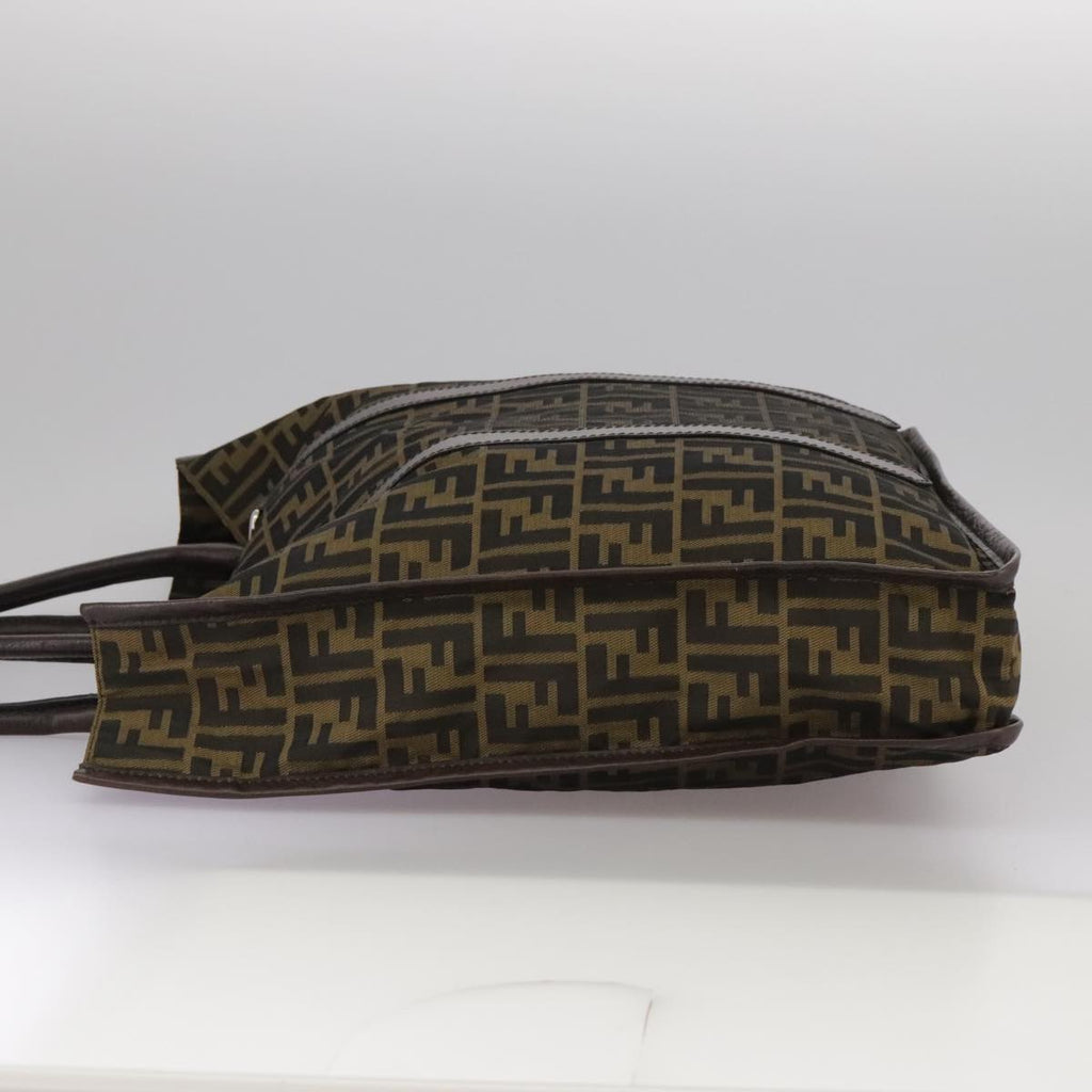 FENDI Zucca Canvas Tote Bag Brown Black Silver ep6861