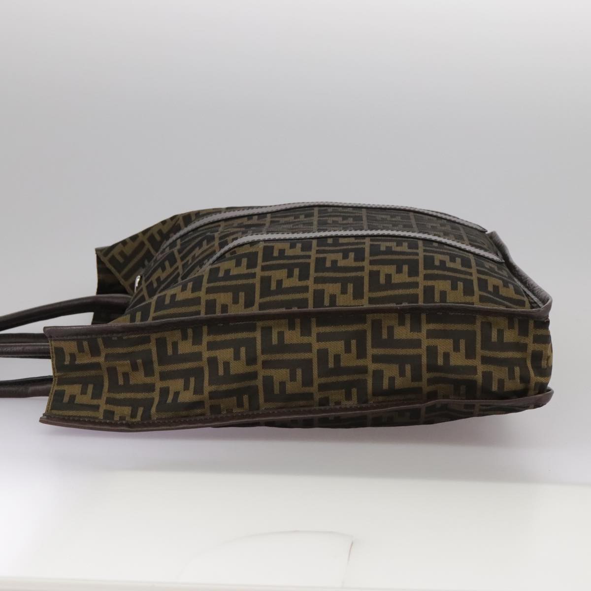 FENDI Zucca Canvas Tote Bag Brown Black Silver ep6861