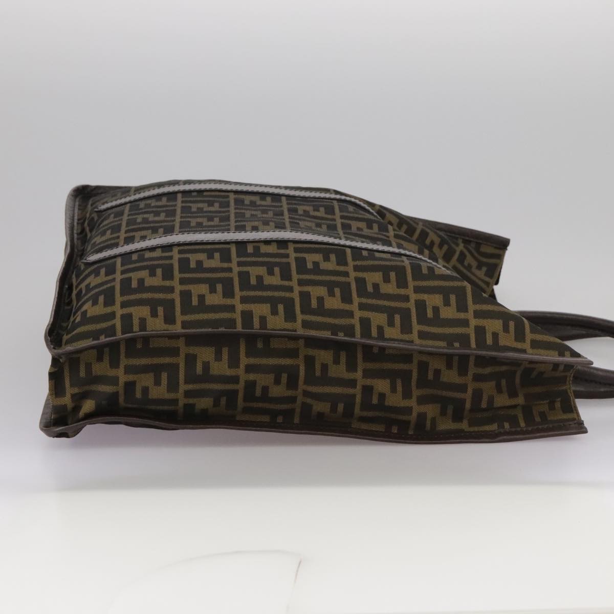 FENDI Zucca Canvas Tote Bag Brown Black Silver ep6861