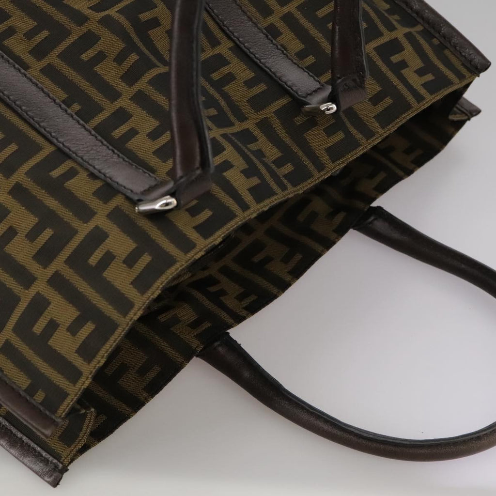 FENDI Zucca Canvas Tote Bag Brown Black Silver ep6861