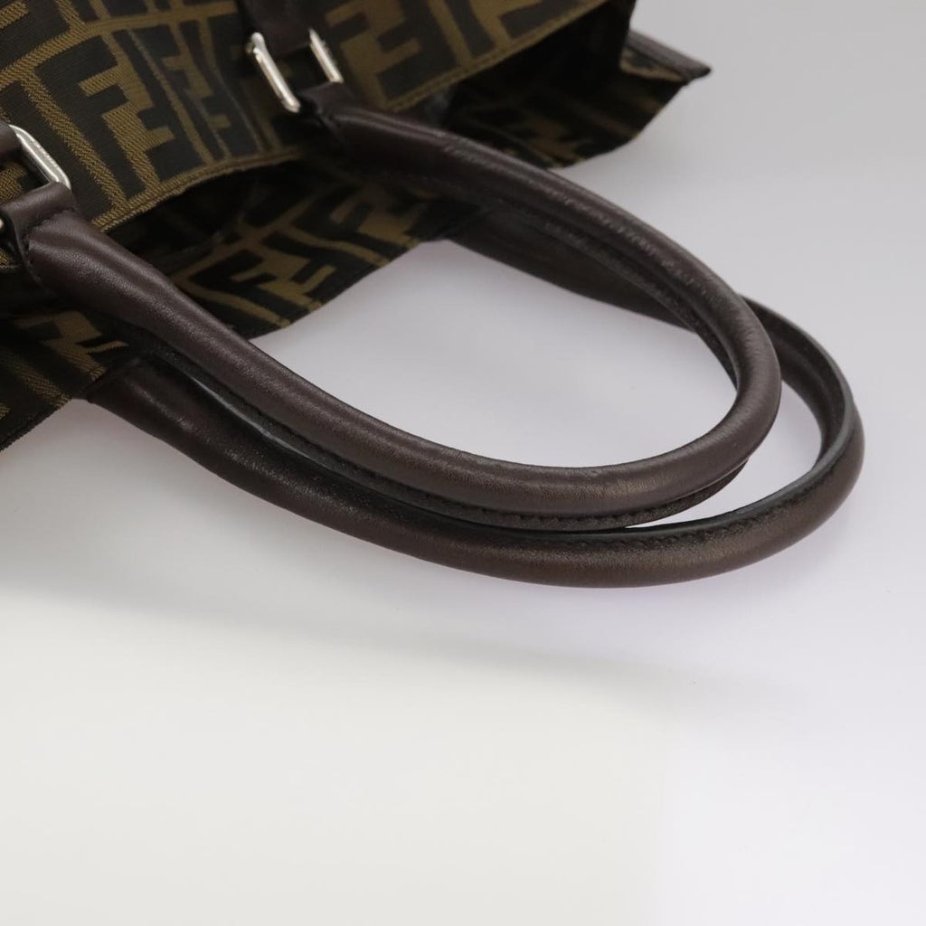 FENDI Zucca Canvas Tote Bag Brown Black Silver ep6861