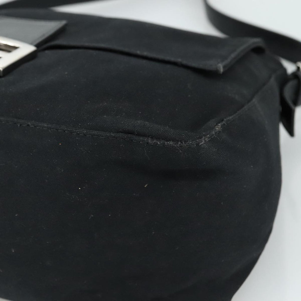 FENDI Mamma Baguette Shoulder Bag Nylon Black Silver ep6902