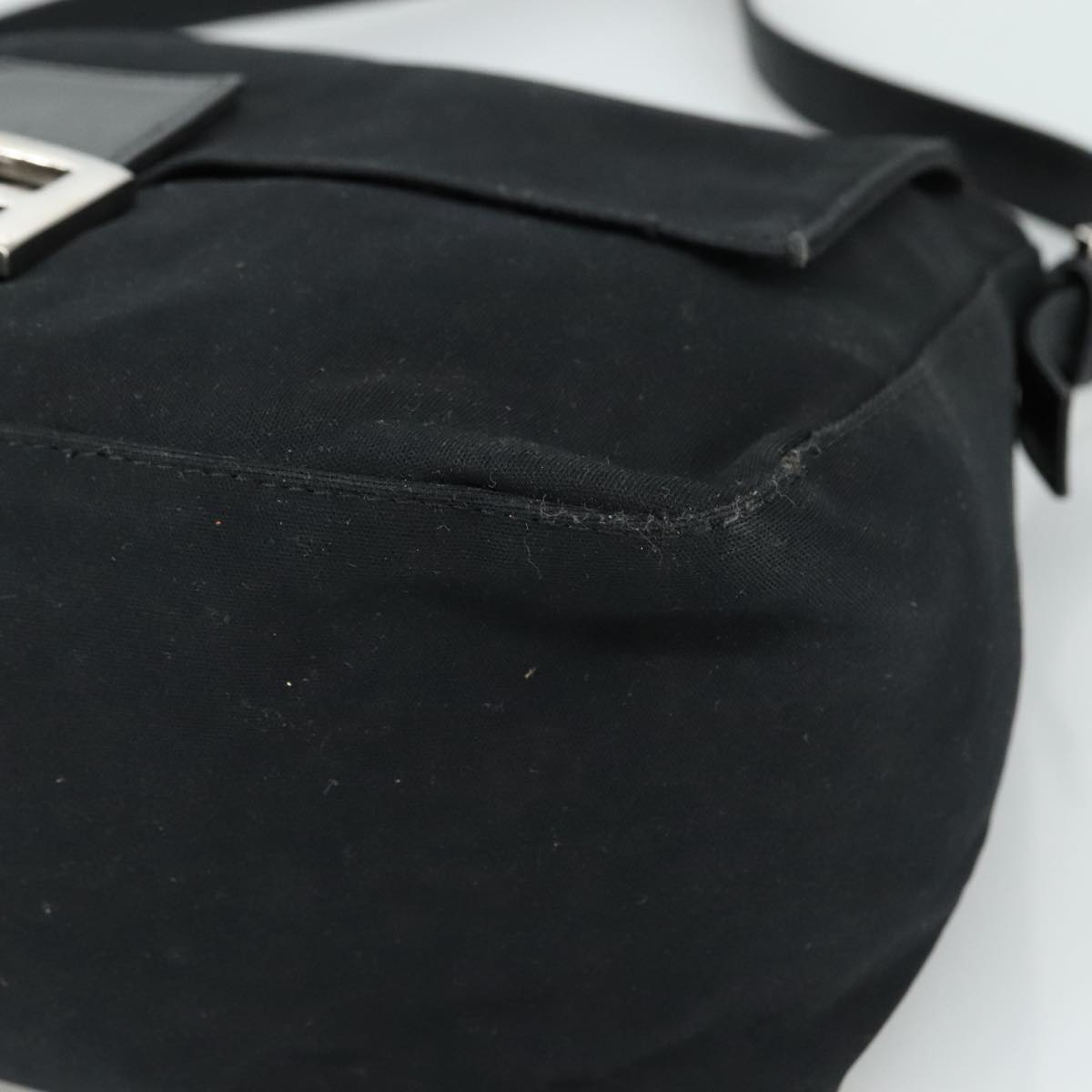 FENDI Mamma Baguette Shoulder Bag Nylon Black Silver ep6902