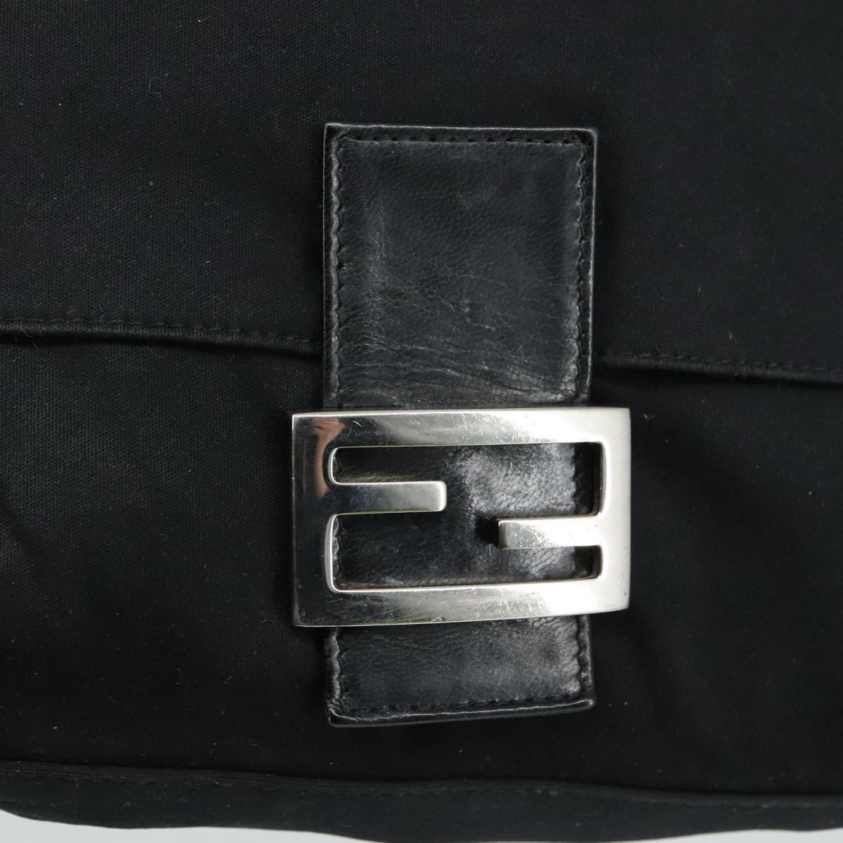FENDI Mamma Baguette Shoulder Bag Nylon Black Silver ep6902