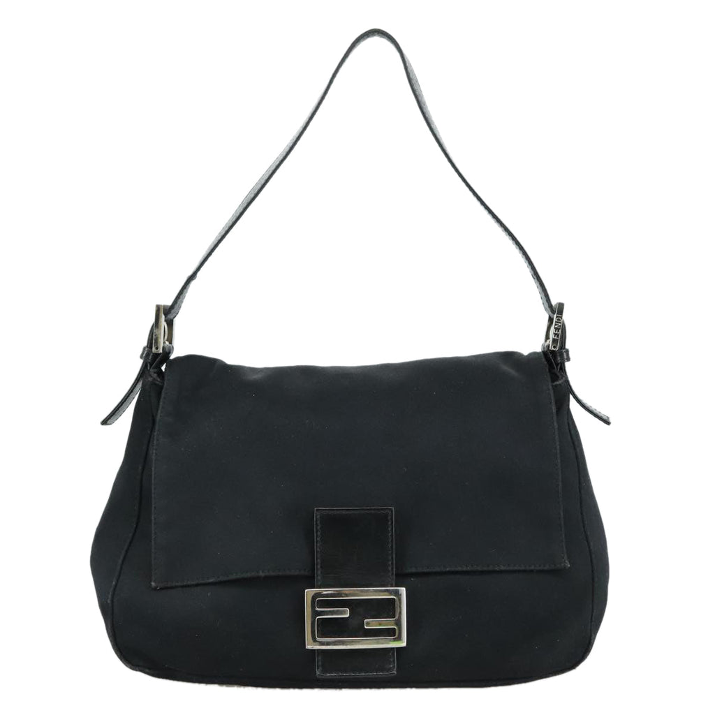 FENDI Mamma Baguette Shoulder Bag Nylon Black Silver ep6902