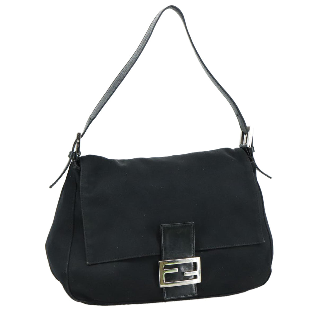 FENDI Mamma Baguette Shoulder Bag Nylon Black Silver ep6902