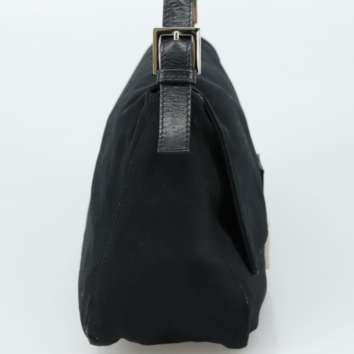 FENDI Mamma Baguette Shoulder Bag Nylon Black Silver ep6902