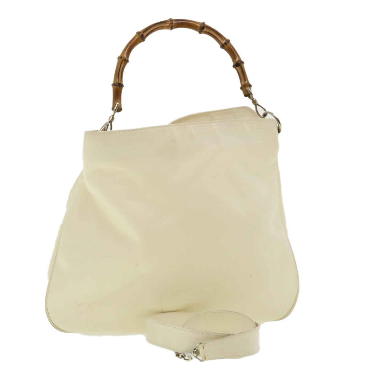 GUCCI Bamboo Shoulder Bag Canvas 2way White 1577 ep700