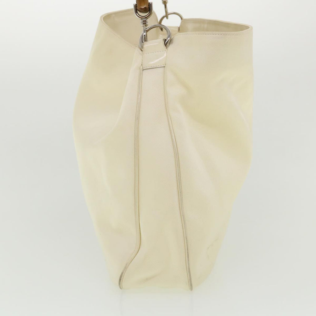 GUCCI Bamboo Shoulder Bag Canvas 2way White 1577 ep700