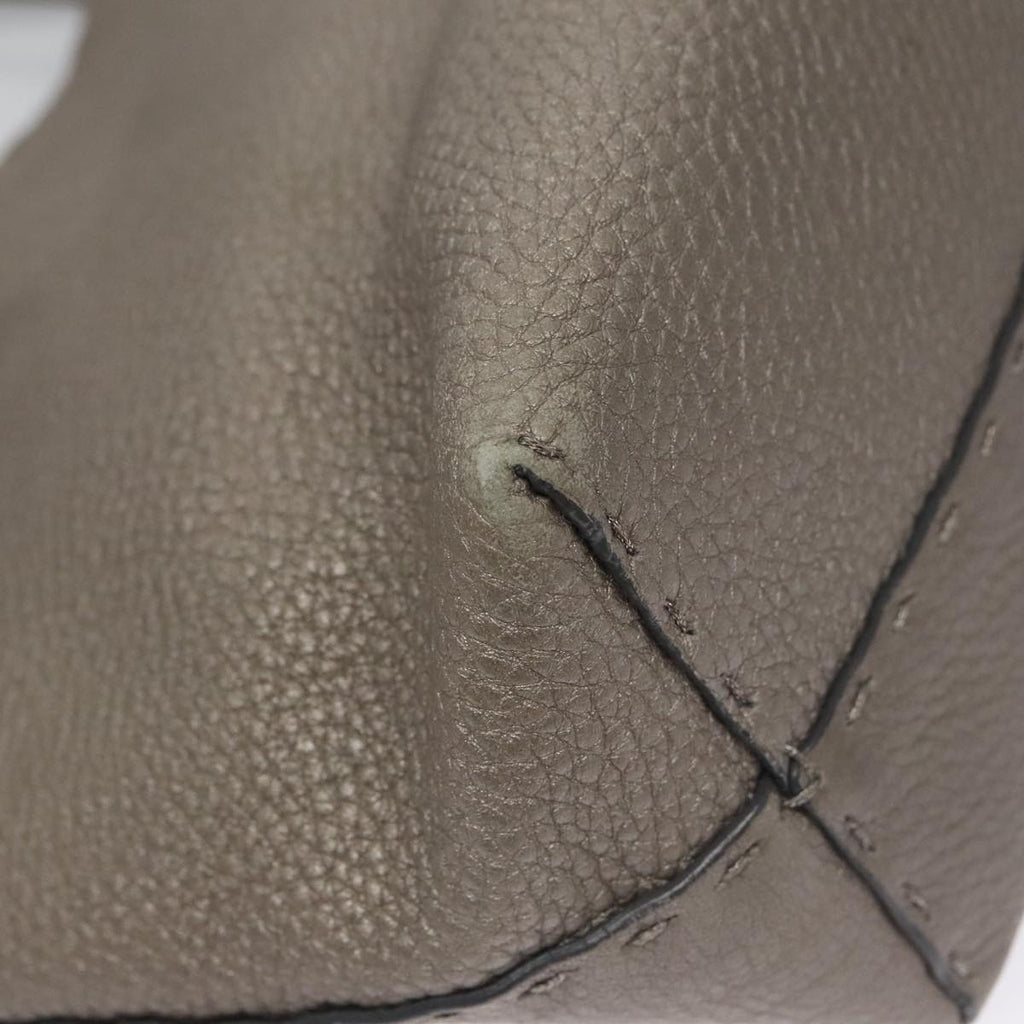 FENDI Celeria Hand Bag Leather Silver ep7070