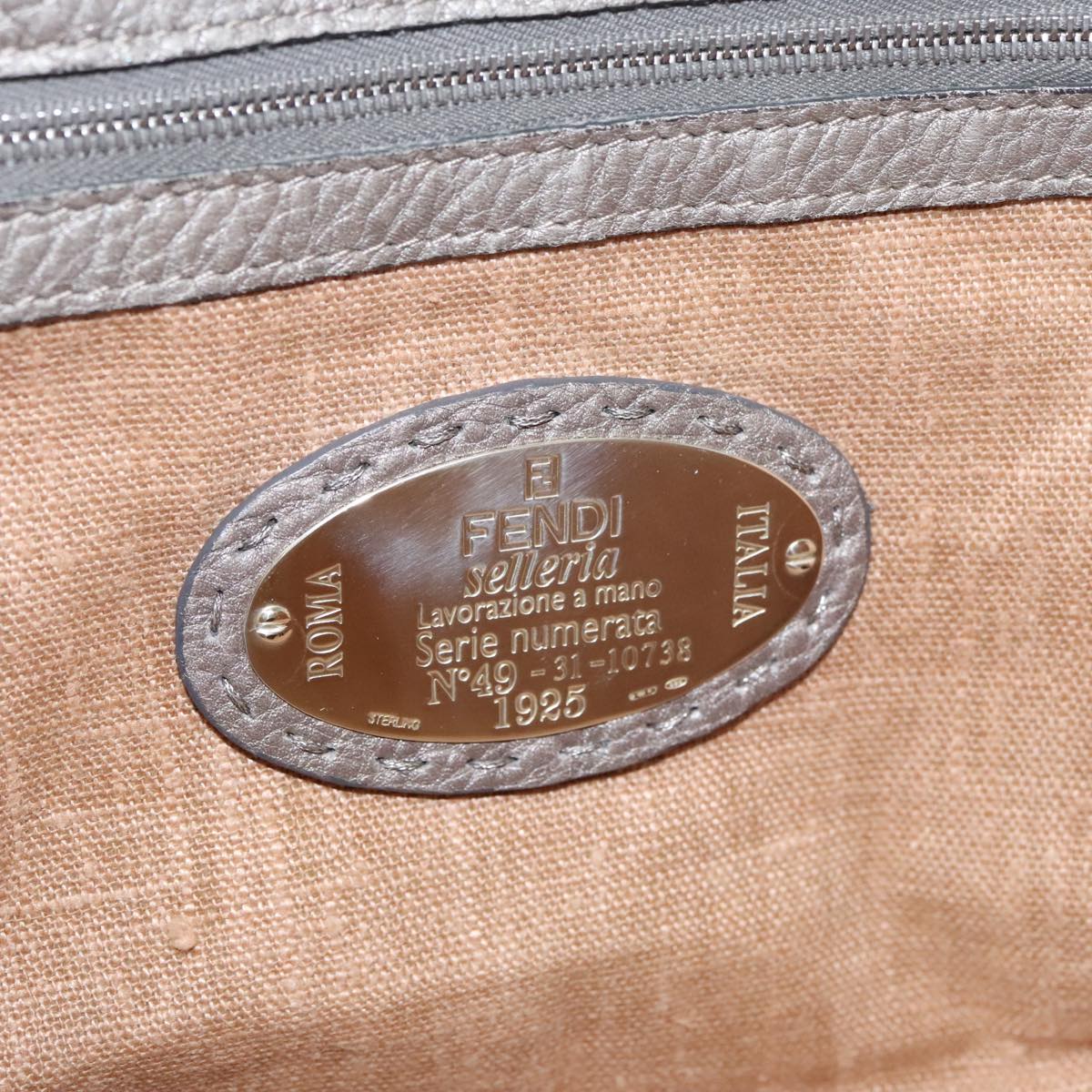 FENDI Celeria Hand Bag Leather Silver ep7070