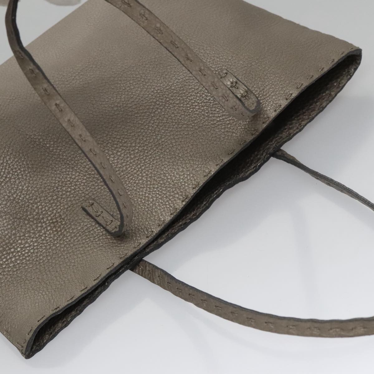FENDI Celeria Hand Bag Leather Silver ep7070
