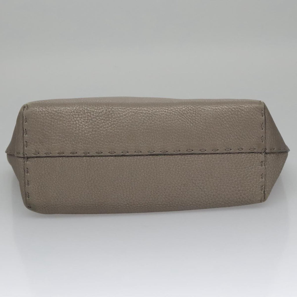 FENDI Celeria Hand Bag Leather Silver ep7070