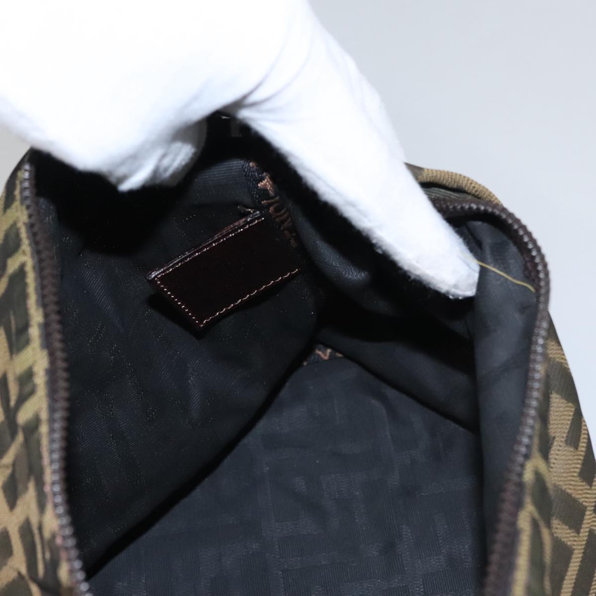 FENDI Zucca Canvas Pouch Brown Black ep7110