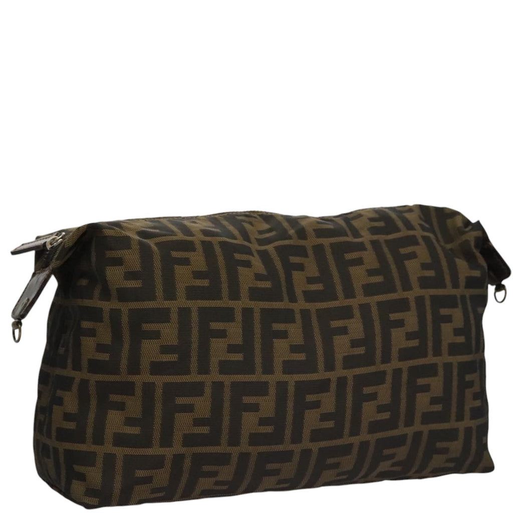 FENDI Zucca Canvas Pouch Brown Black ep7110