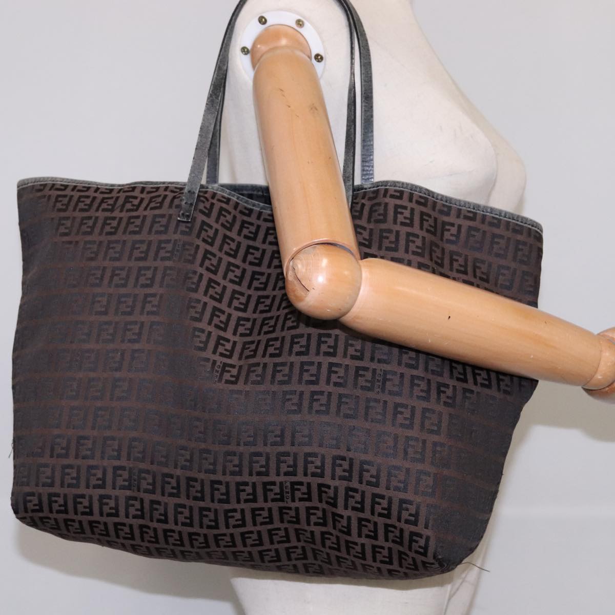 FENDI Zucchino Canvas Tote Bag Brown ep7111
