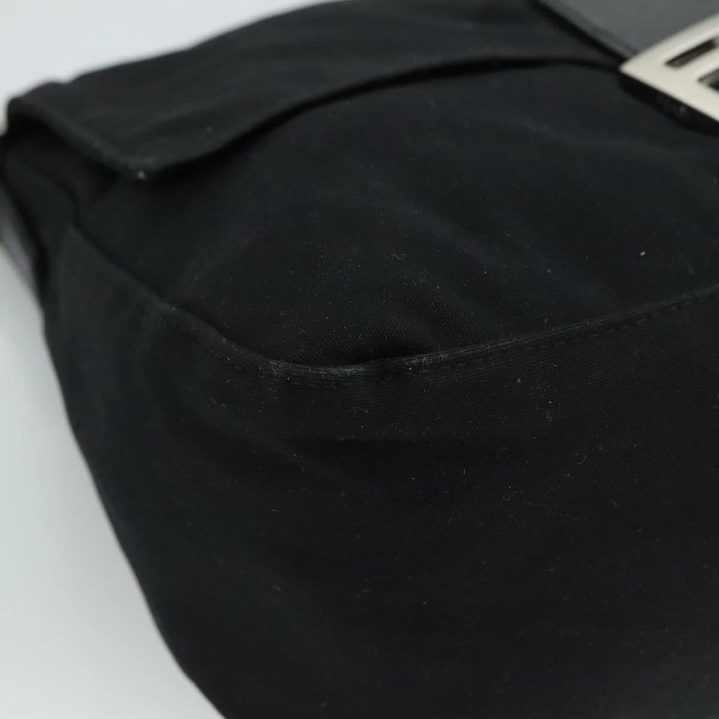 FENDI Mamma Baguette Shoulder Bag Nylon Black Silver ep7119
