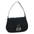 FENDI Mamma Baguette Shoulder Bag Nylon Black Silver ep7119