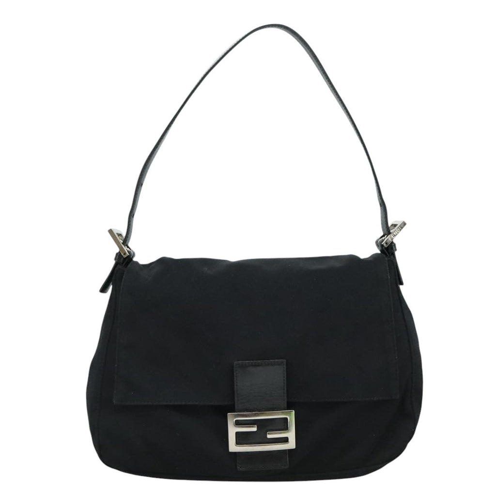 FENDI Mamma Baguette Shoulder Bag Nylon Black Silver ep7119