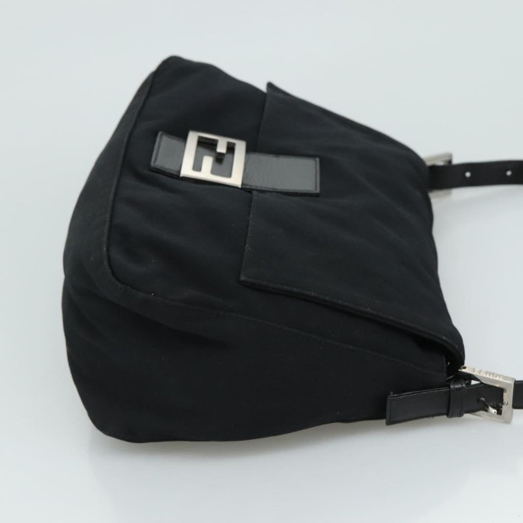 FENDI Mamma Baguette Shoulder Bag Nylon Black Silver ep7119