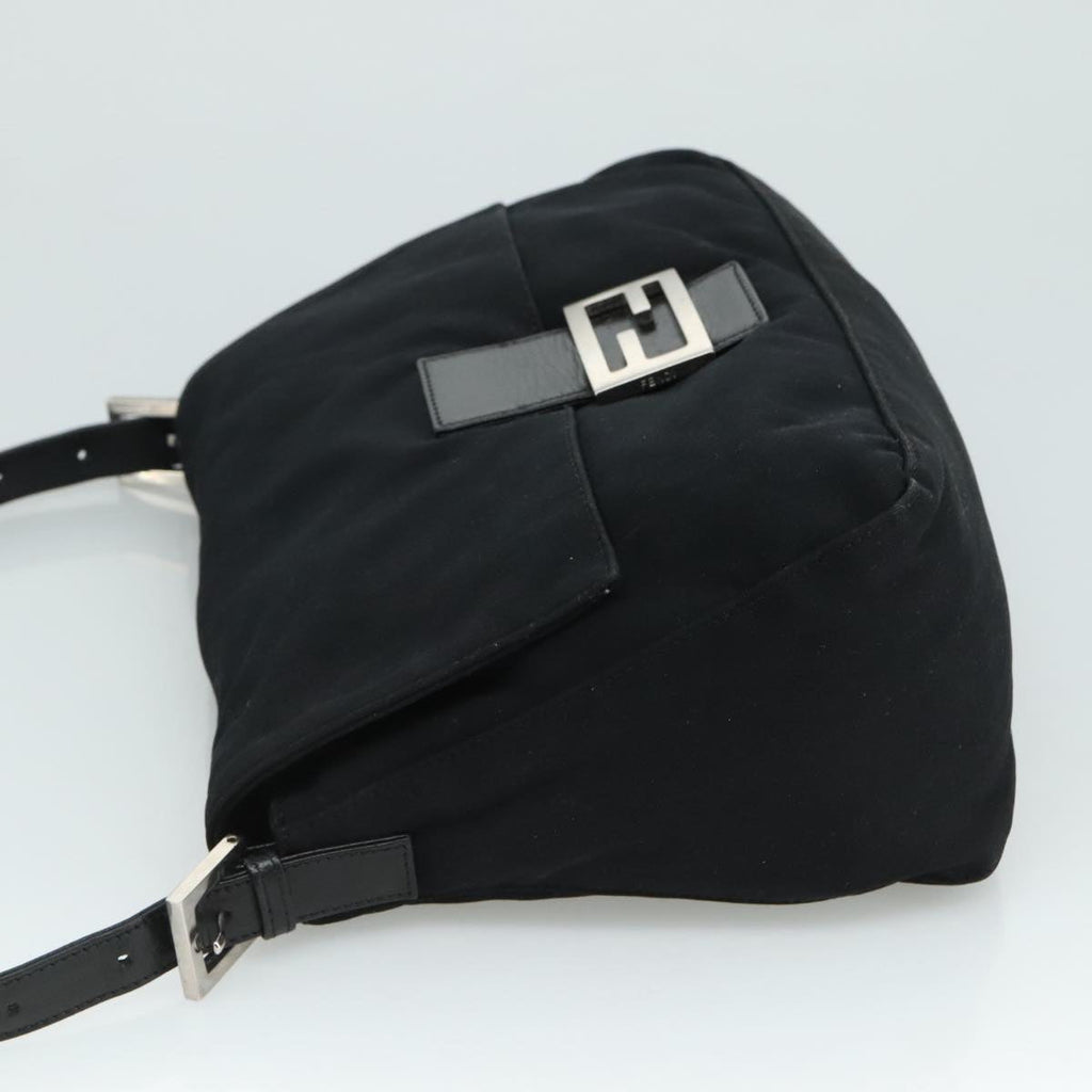 FENDI Mamma Baguette Shoulder Bag Nylon Black Silver ep7119