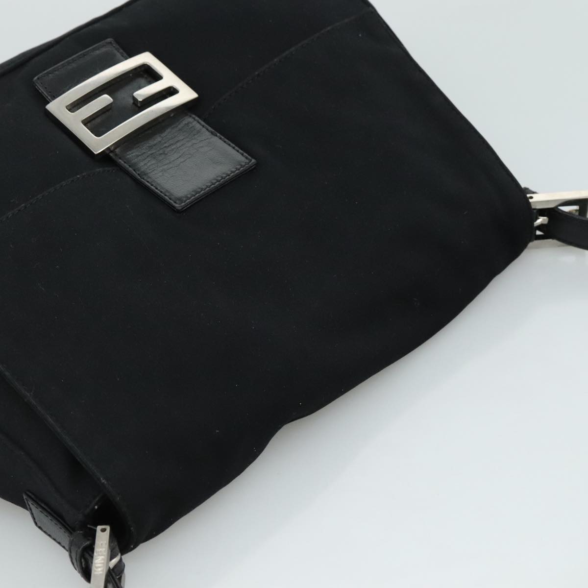 FENDI Mamma Baguette Shoulder Bag Nylon Black Silver ep7119