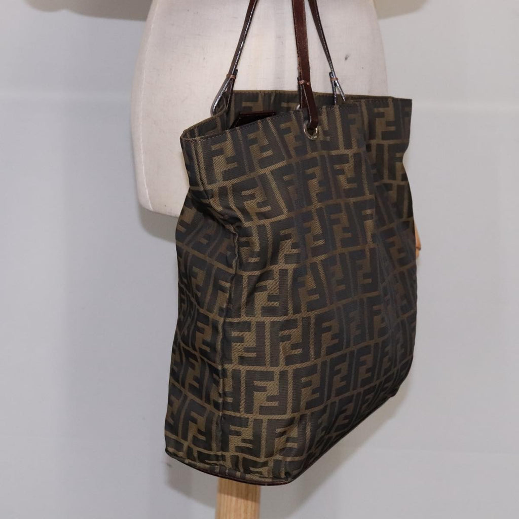 FENDI Zucca Canvas Hand Bag Brown Black ep7128