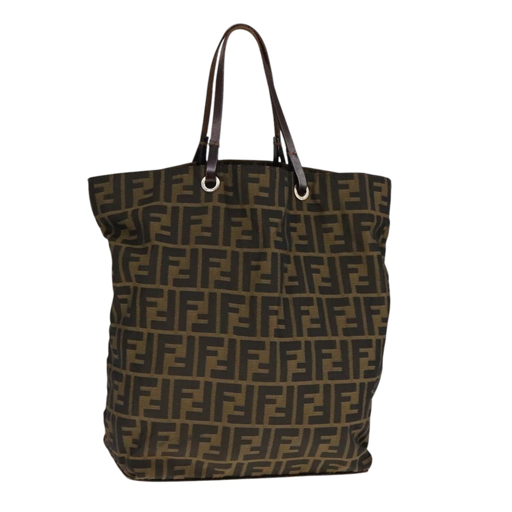 FENDI Zucca Canvas Hand Bag Brown Black ep7128