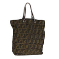 FENDI Zucca Canvas Hand Bag Brown Black ep7128