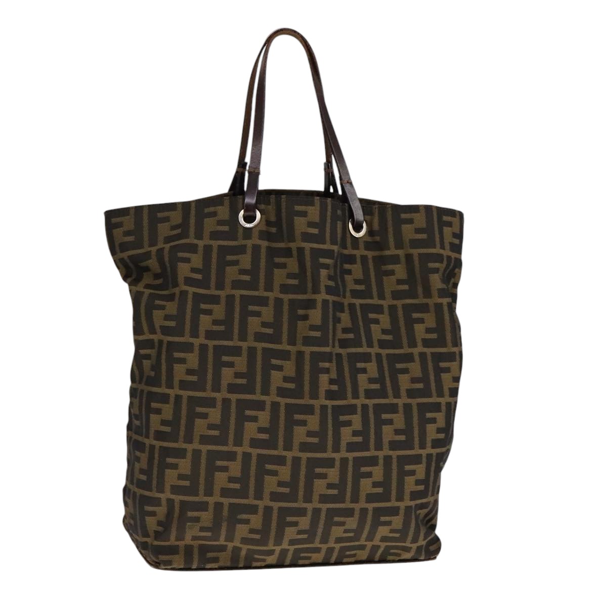 FENDI Zucca Canvas Hand Bag Brown Black ep7128