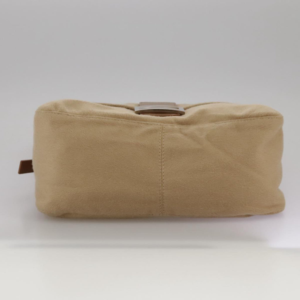FENDI Mamma Baguette Shoulder Bag Wool Beige Silver ep7141
