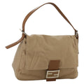 FENDI Mamma Baguette Shoulder Bag Wool Beige Silver ep7141