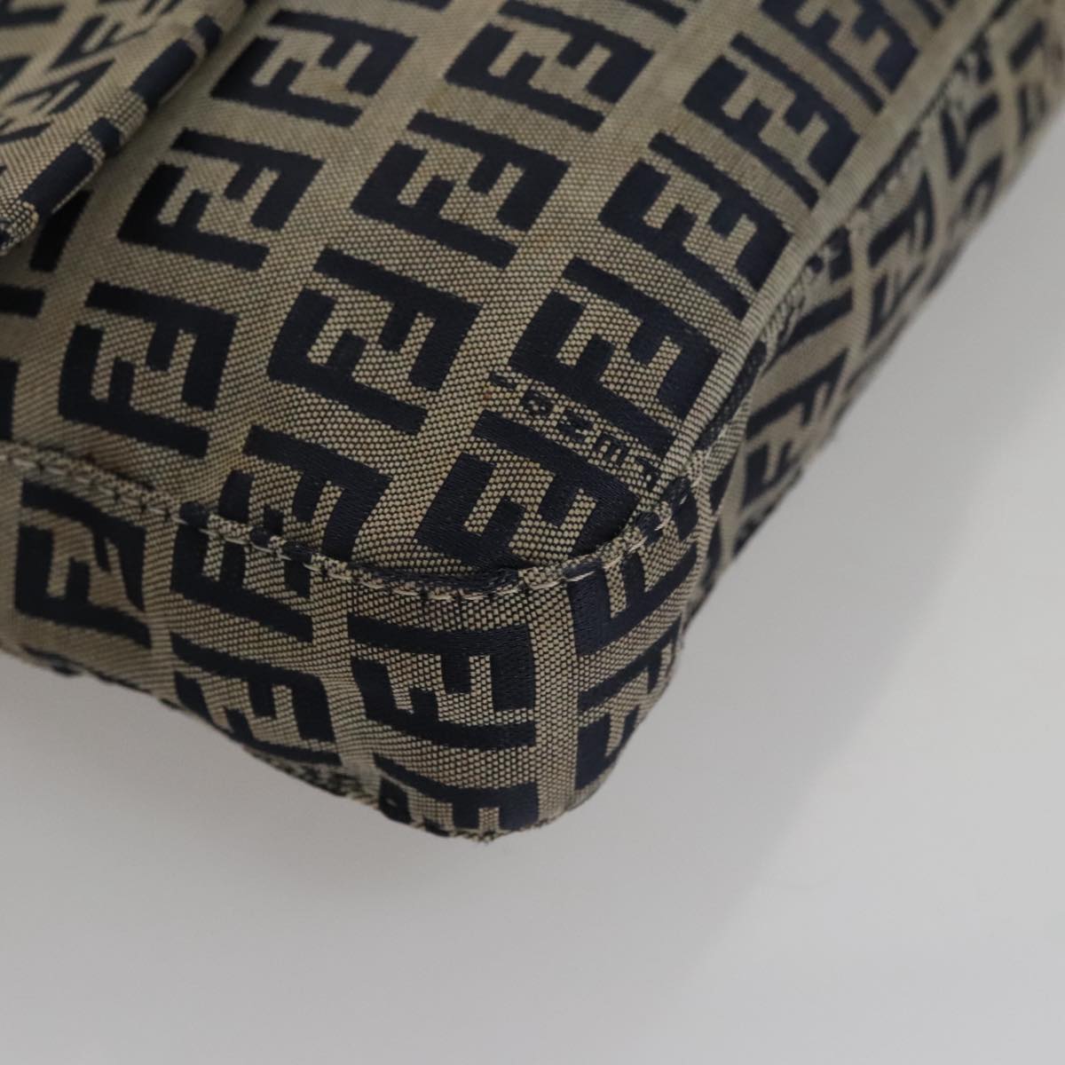 FENDI Zucchino Canvas Mamma Baguette Shoulder Bag Navy ep7212