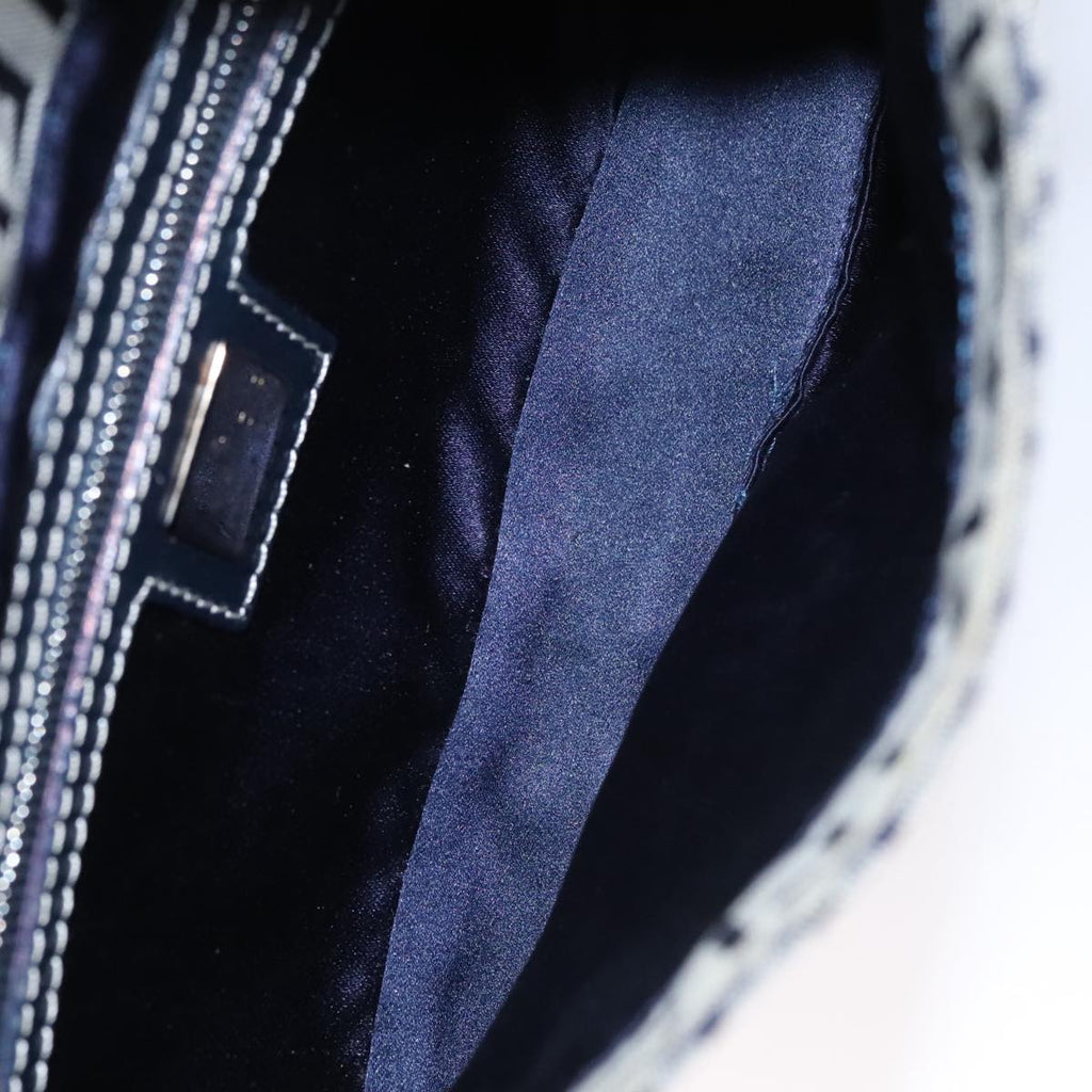 FENDI Zucchino Canvas Mamma Baguette Shoulder Bag Navy ep7212