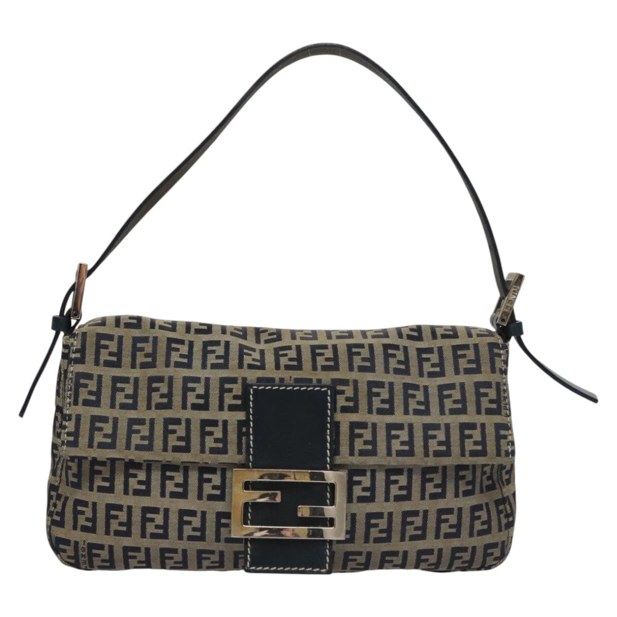 FENDI Zucchino Canvas Mamma Baguette Shoulder Bag Navy ep7212
