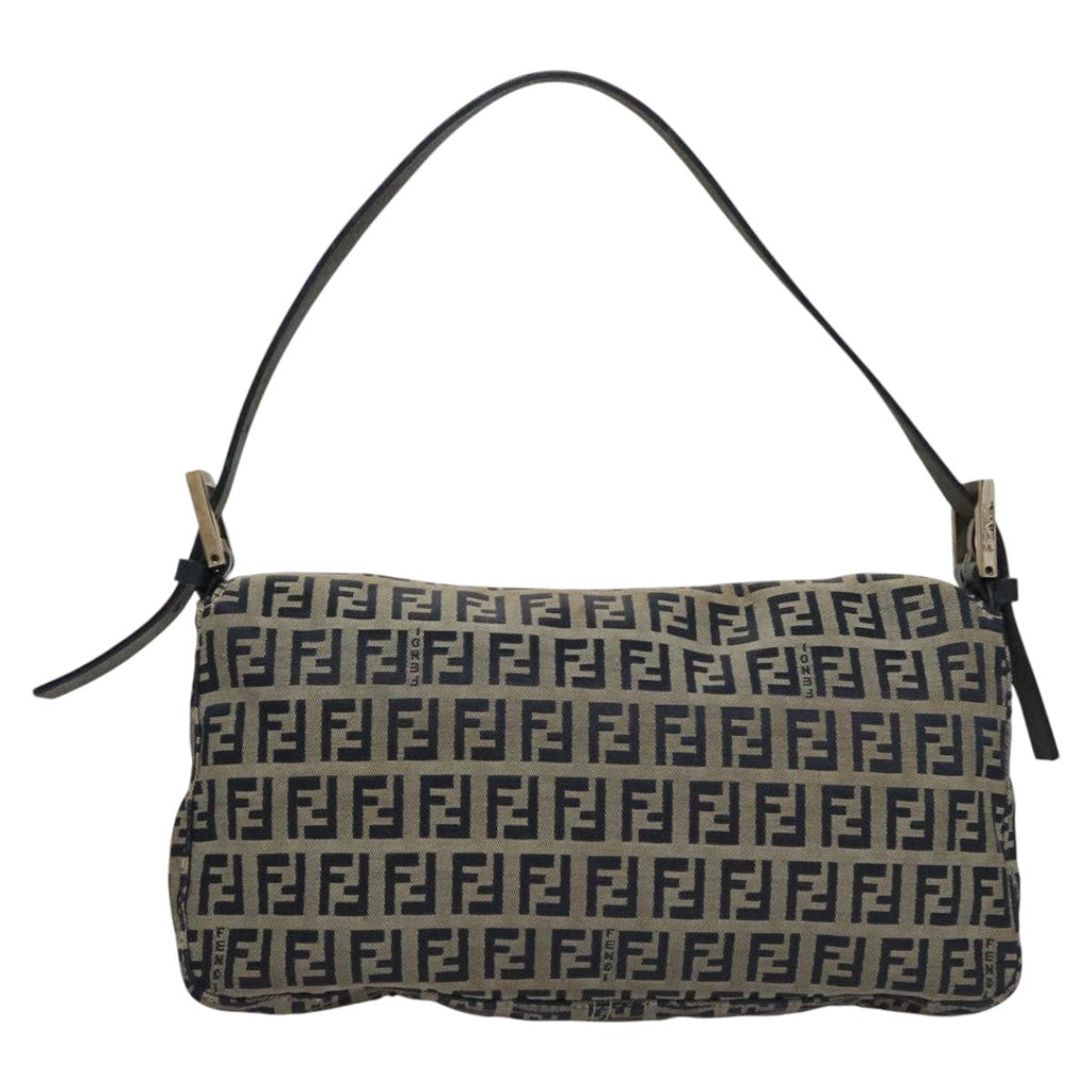 FENDI Zucchino Canvas Mamma Baguette Shoulder Bag Navy ep7212