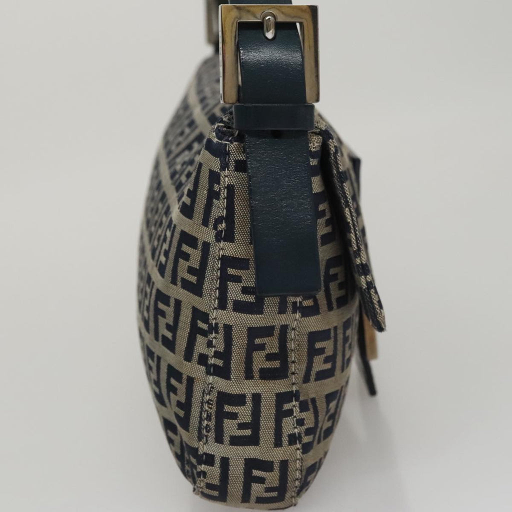 FENDI Zucchino Canvas Mamma Baguette Shoulder Bag Navy ep7212