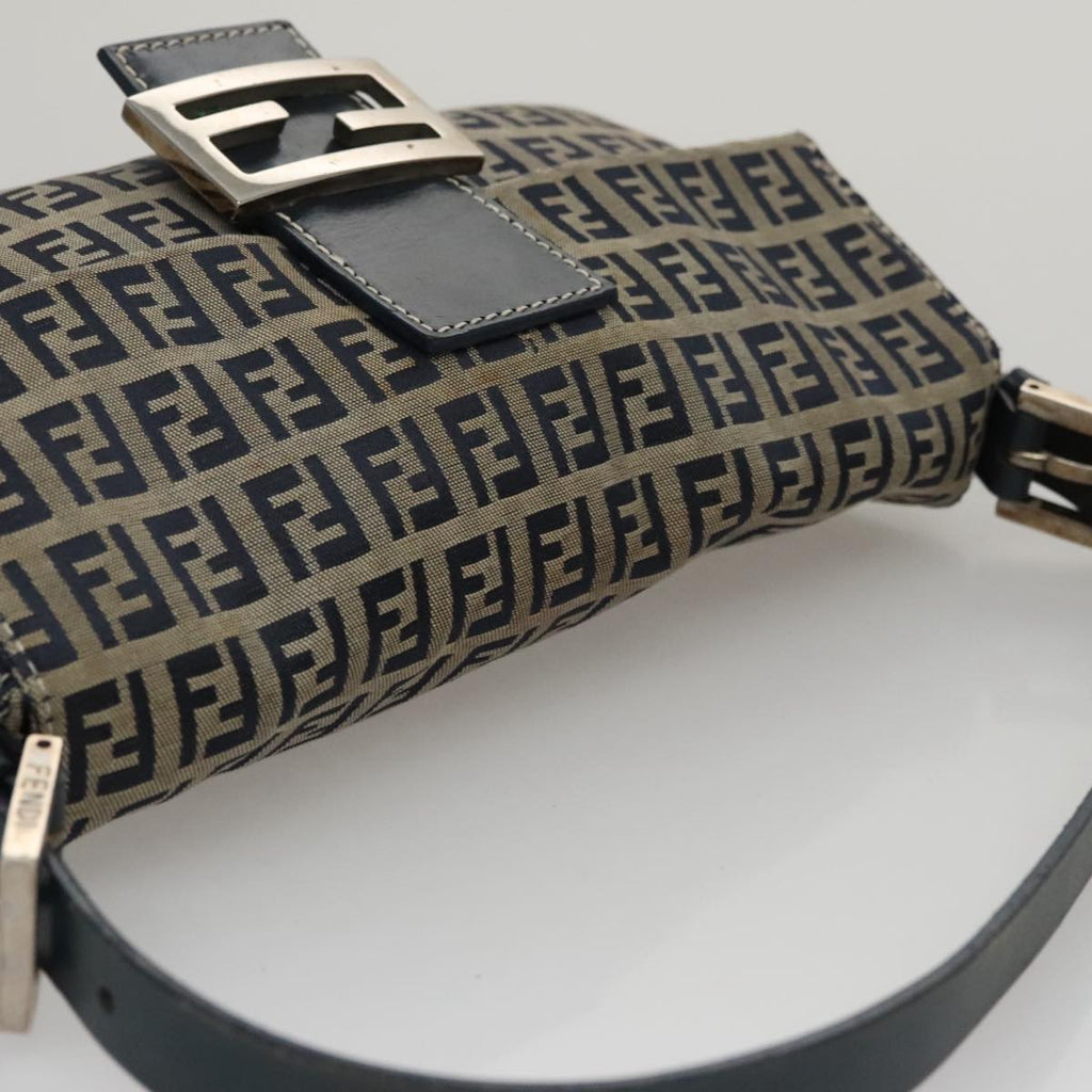 FENDI Zucchino Canvas Mamma Baguette Shoulder Bag Navy ep7212