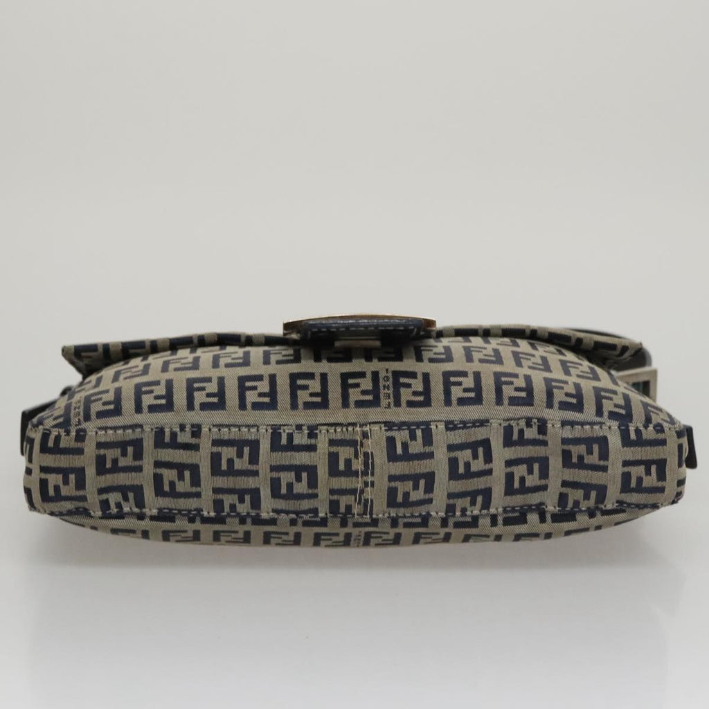 FENDI Zucchino Canvas Mamma Baguette Shoulder Bag Navy ep7212