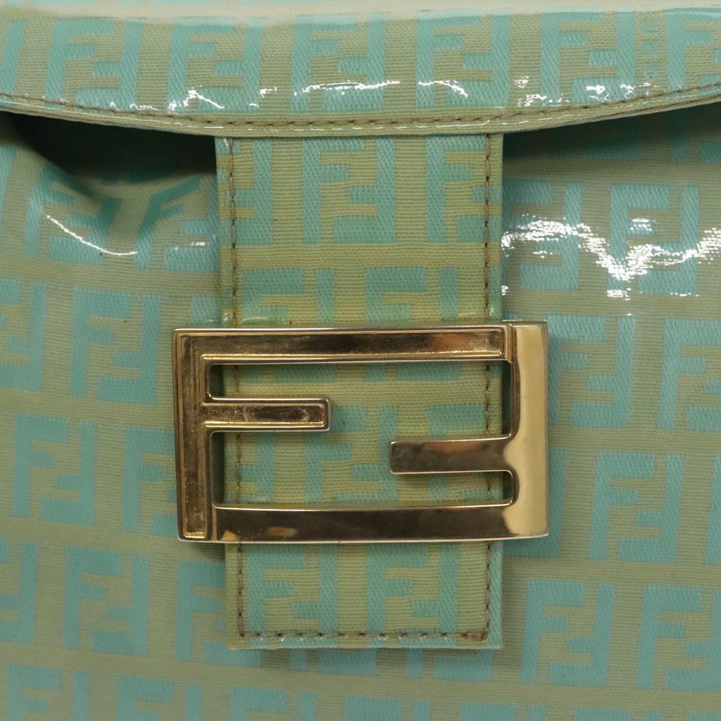 FENDI Zucchino Mamma Baguette Shoulder Bag Coated Canvas Peppermint ep7217