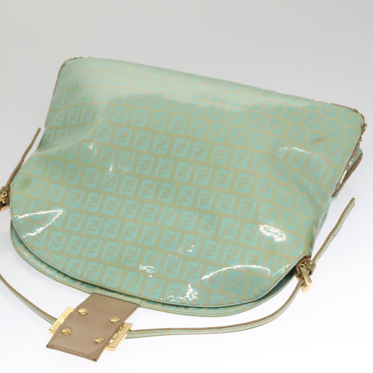 FENDI Zucchino Mamma Baguette Shoulder Bag Coated Canvas Peppermint ep7217