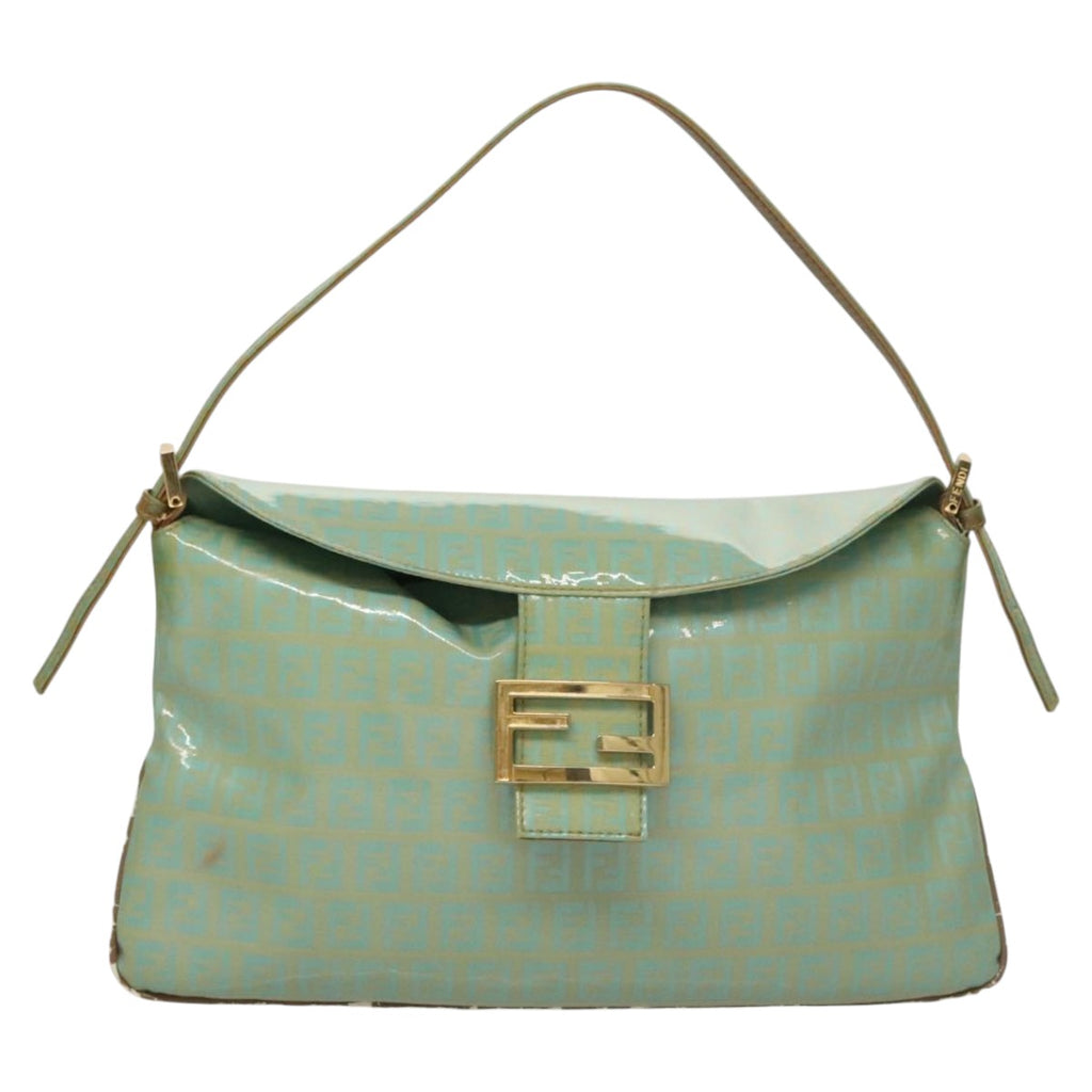 FENDI Zucchino Mamma Baguette Shoulder Bag Coated Canvas Peppermint ep7217