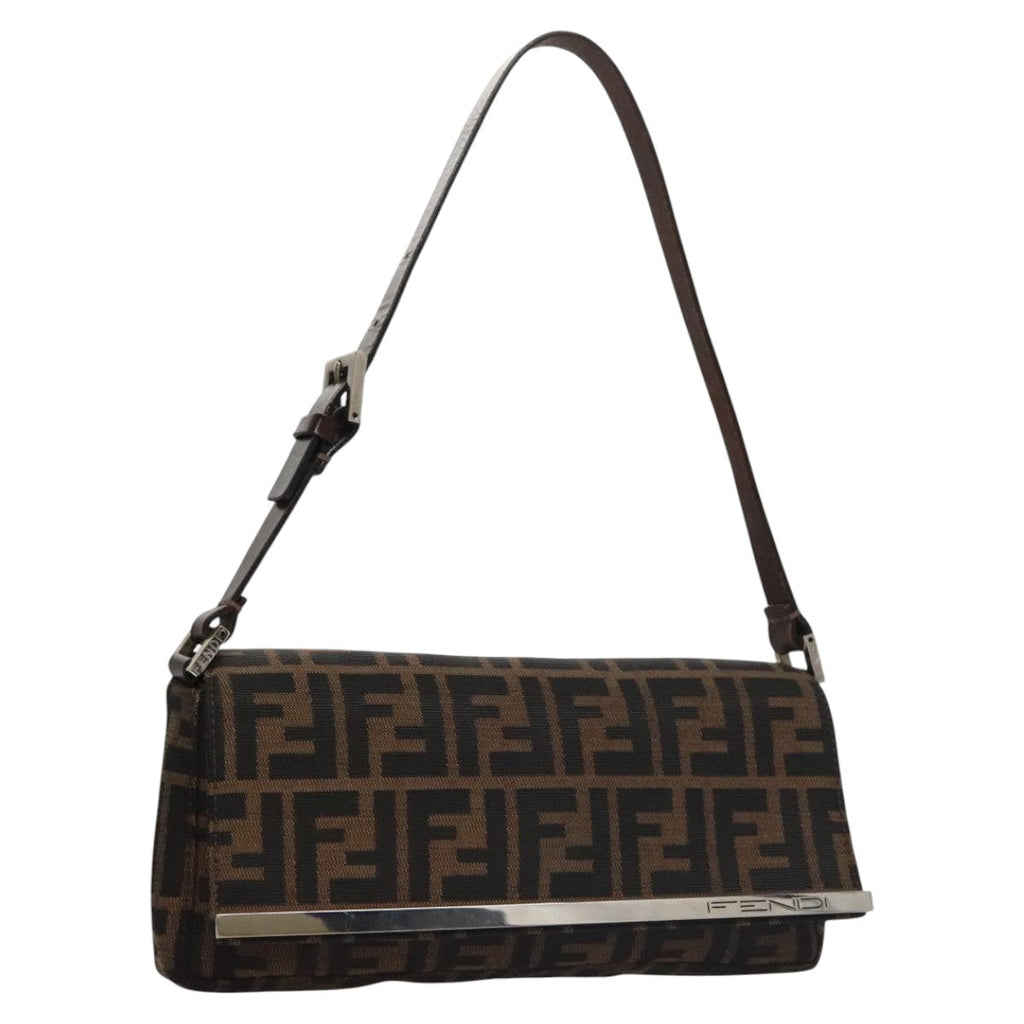 FENDI Zucca Canvas Shoulder Bag Brown ep7236